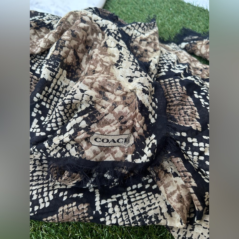 Coach Python Oversized Square Scarf Khaki,Black D… - image 2